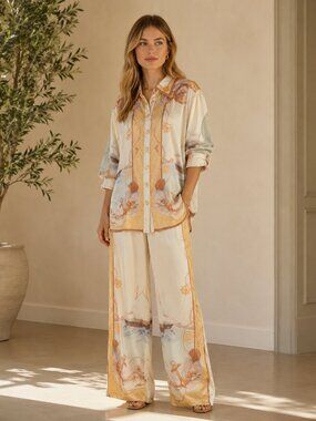Yellow Print Wide Leg Jumpsuit